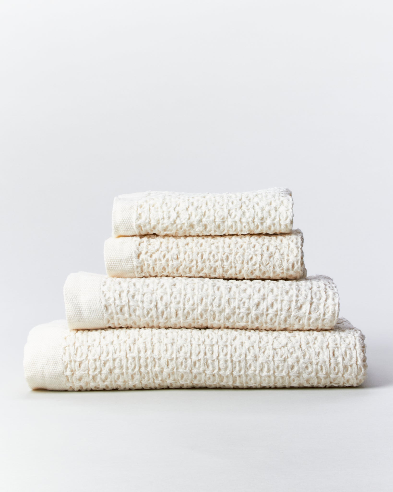 Ivory Lattice Linen Japanese Towels