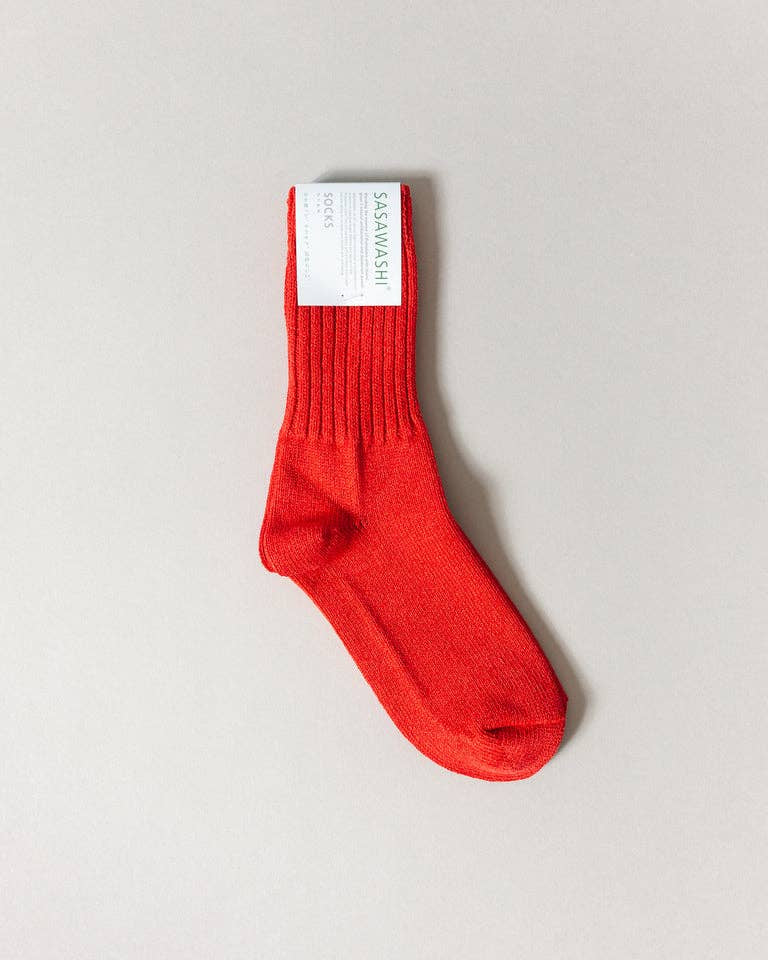 Sasawashi Ribbed Socks - Red: Medium - GOOD FRIEND