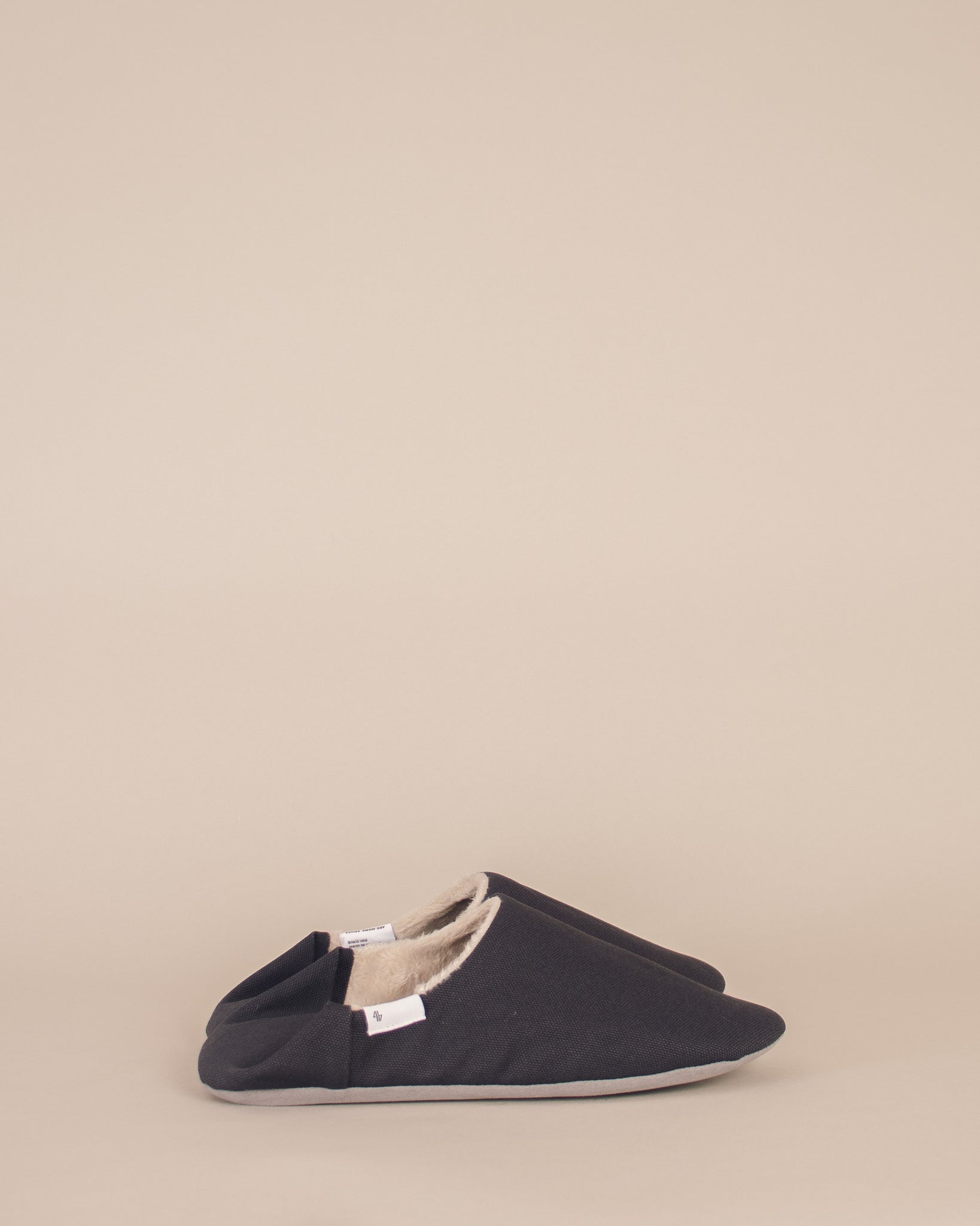 ABE Wool-Lined Canvas Home Shoes in Deep Grey