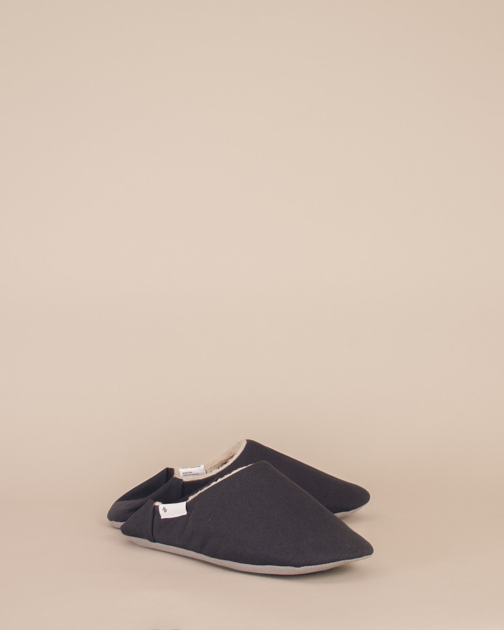 ABE Wool-Lined Canvas Home Shoes in Deep Grey