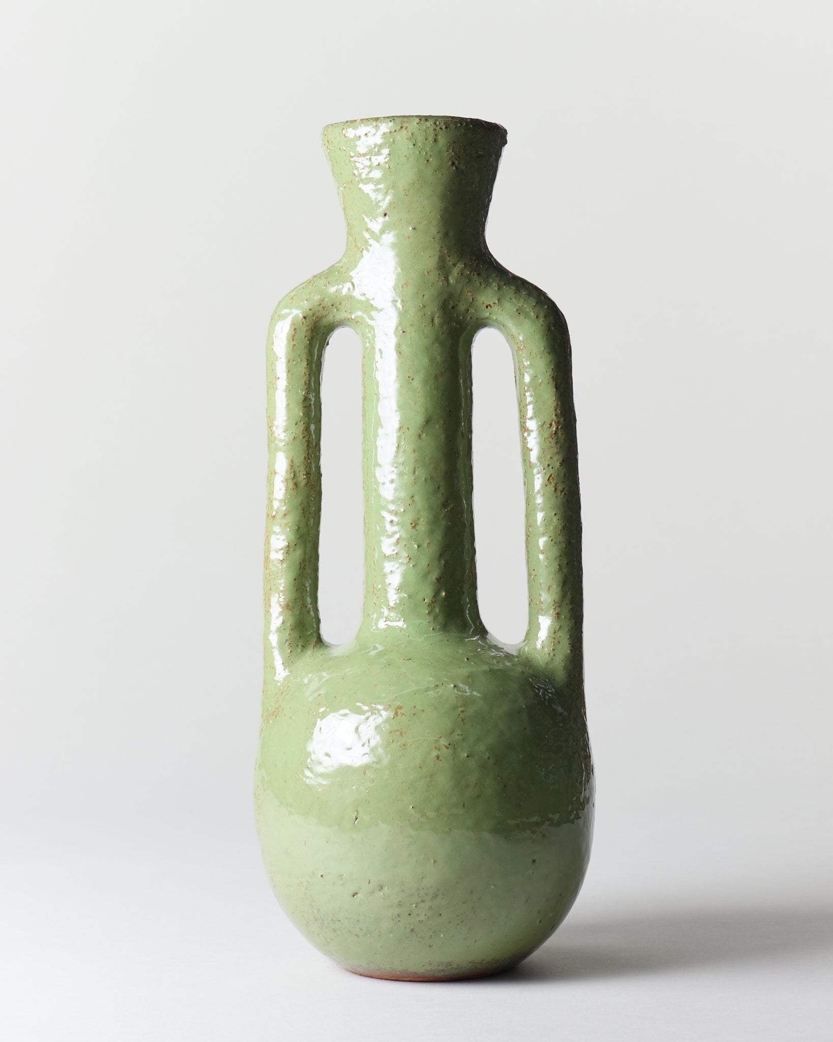 Textured Moss Tall Handled Vase