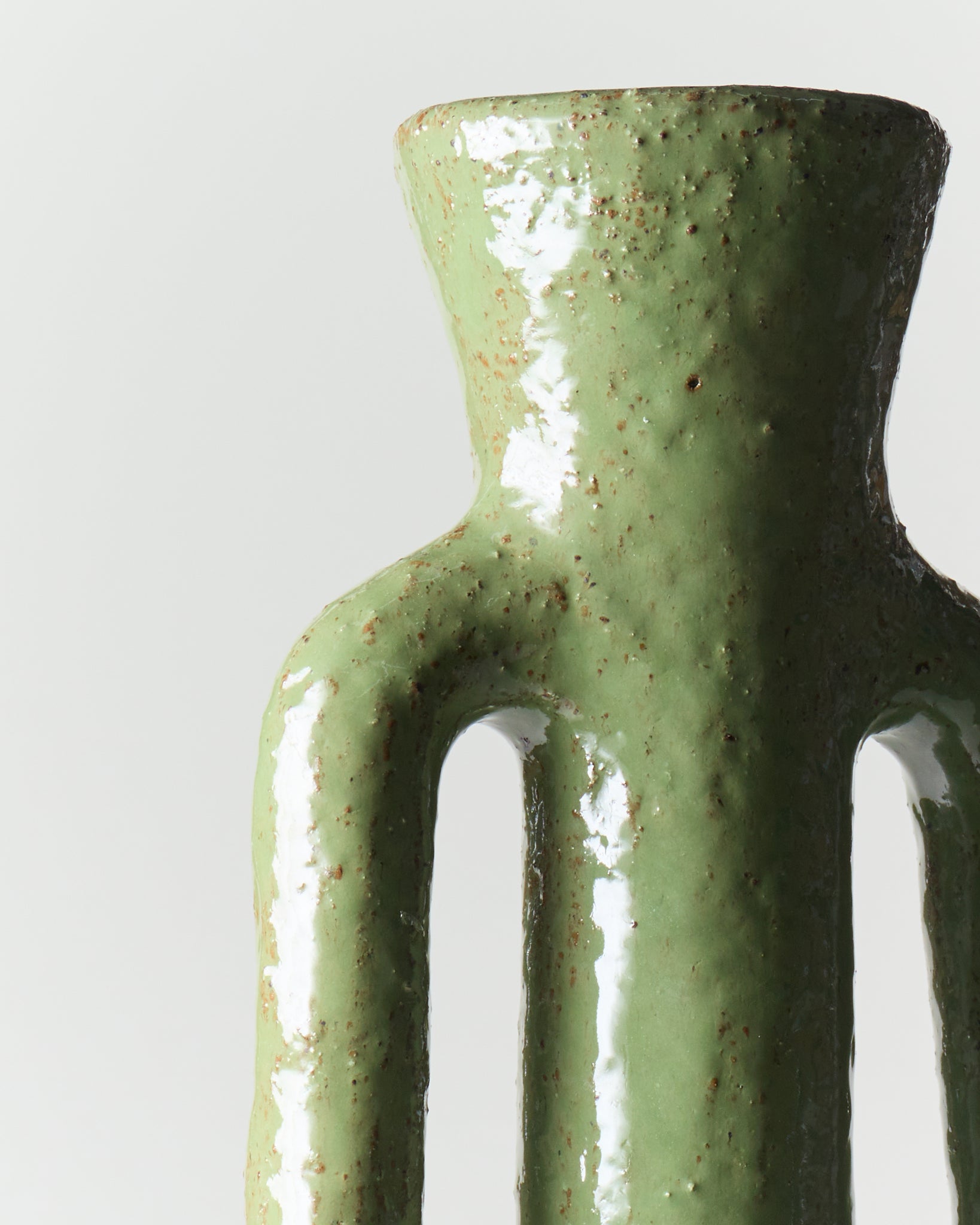 Textured Moss Tall Handled Vase