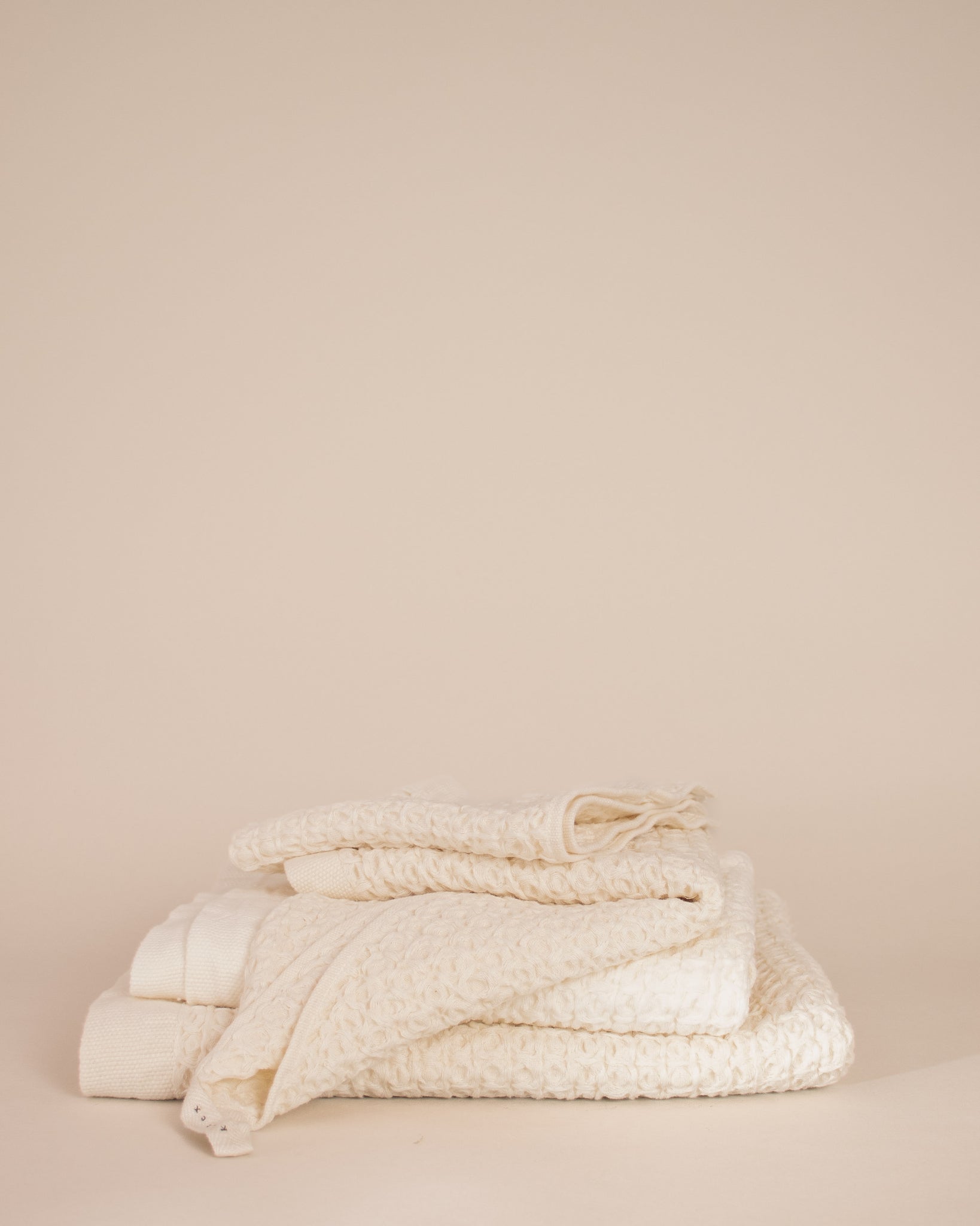 Ivory Lattice Linen Japanese Towels