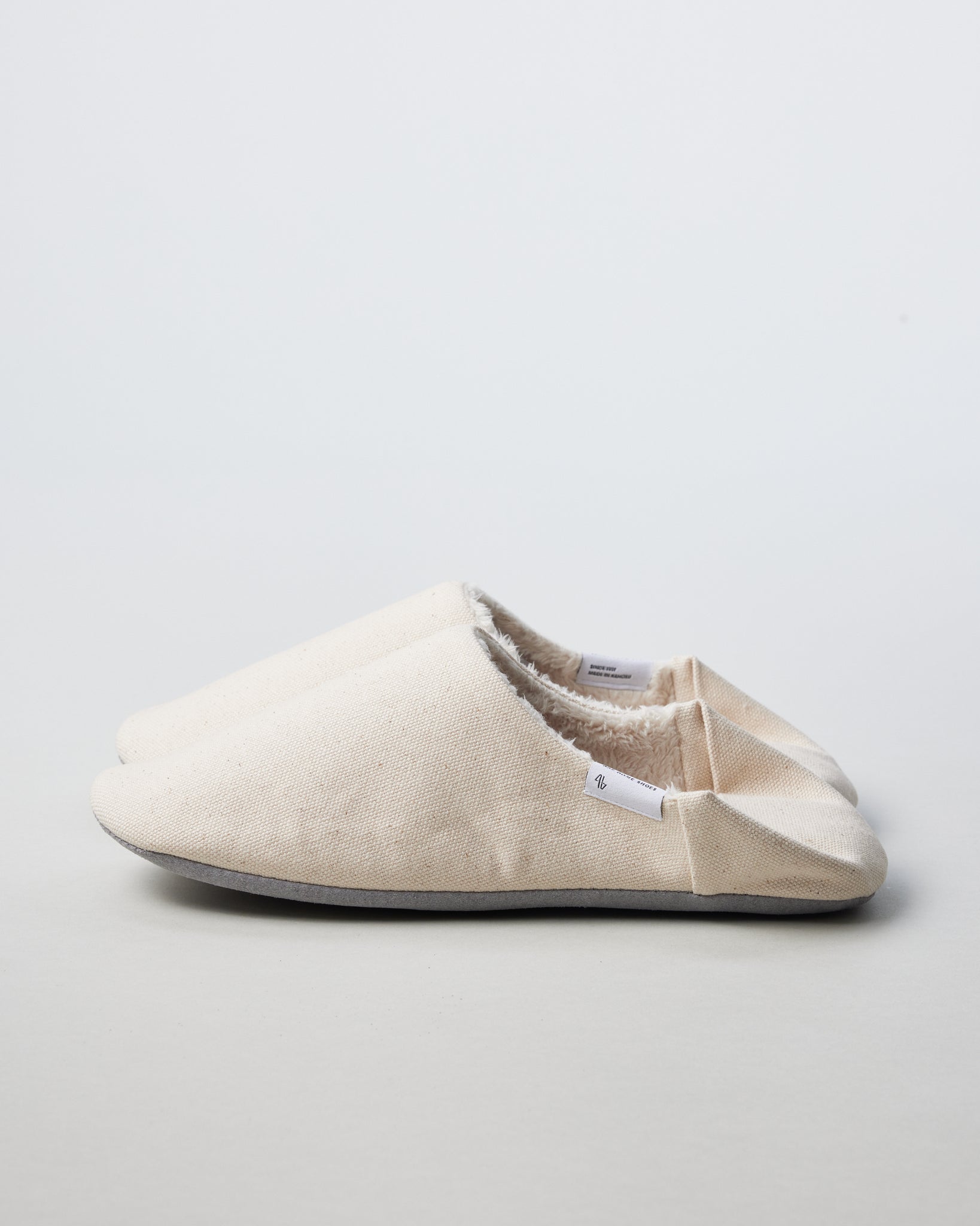 ABE Wool-Lined Canvas Home Shoes in Natural