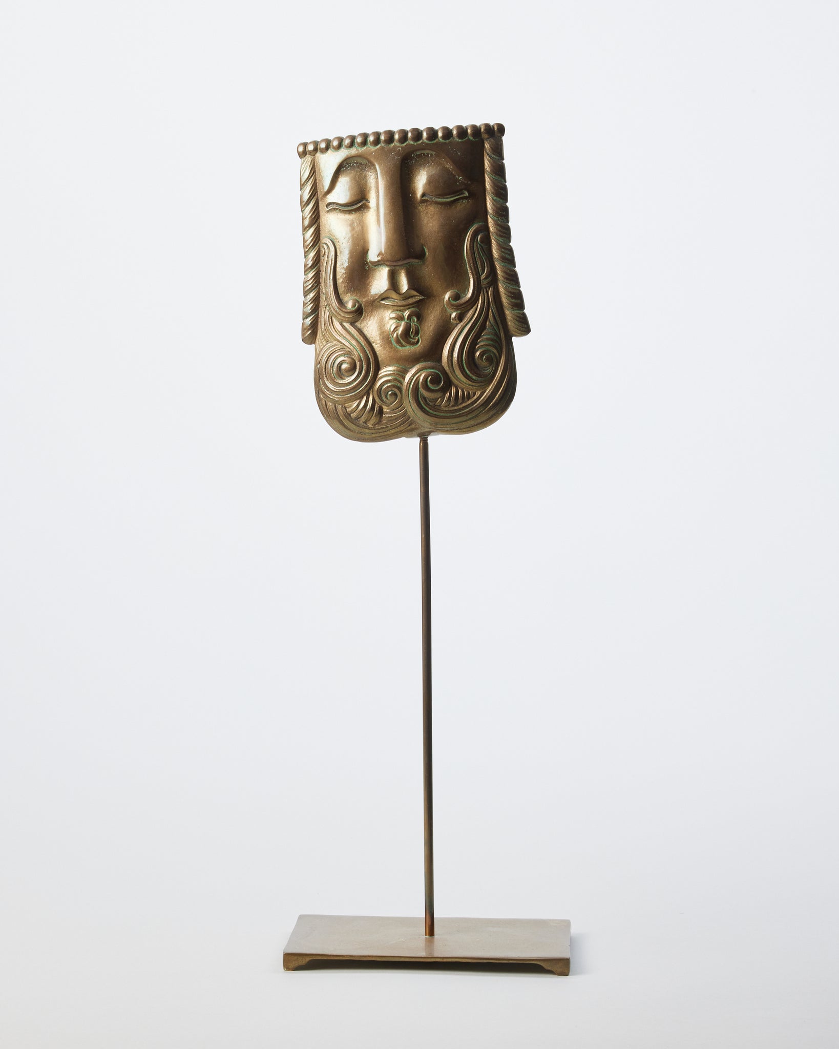 Brass Sculptural King Face on Stand