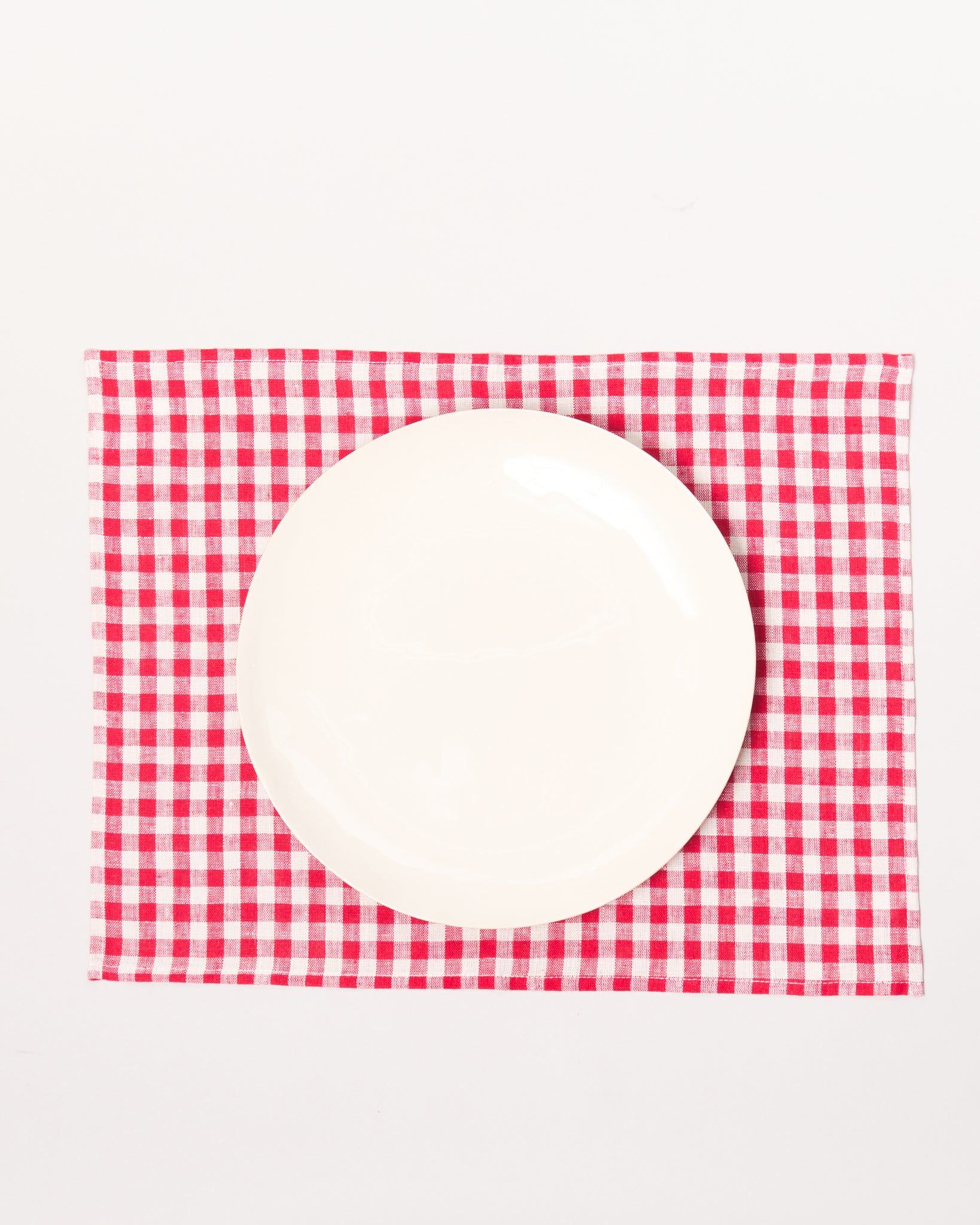 Linen Placemats in Red Check, Set of 4